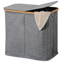 Wäschesack Mit Deckel 2 Fächer Grau, 54,5x50x33 Cm - Grau, MODERN, Holz/Kunststoff (54,50/50/33cm) - Kesper