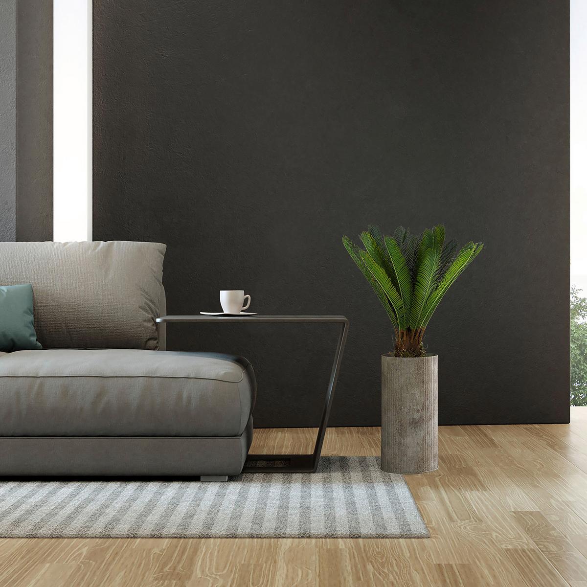 Kunstpflanze Cycas - Schwarz/Grün, Basics, Kunststoff/Textil (70/70/70cm) - MID.YOU