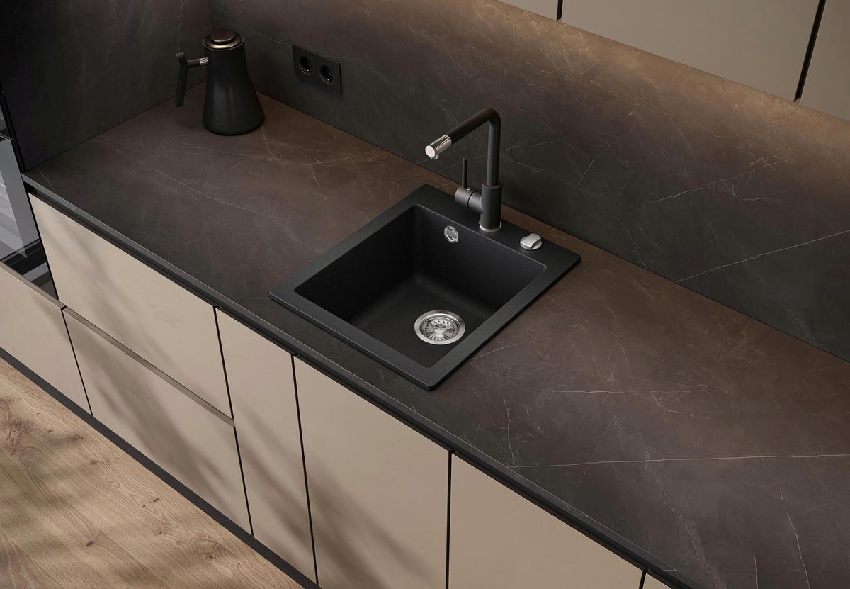SPÜLE VELA100BL - Schwarz, Basics, Stein (42,5/19,5/50cm) - Visiona
