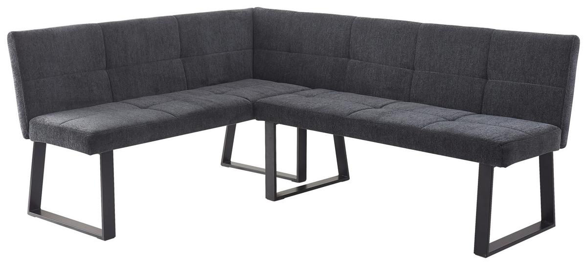 Eckbank Rico Dunkelgrau, Schenkel 152x191cm - Dunkelgrau/Schwarz, LIFESTYLE, Textil/Metall (152/191cm) - MID.YOU