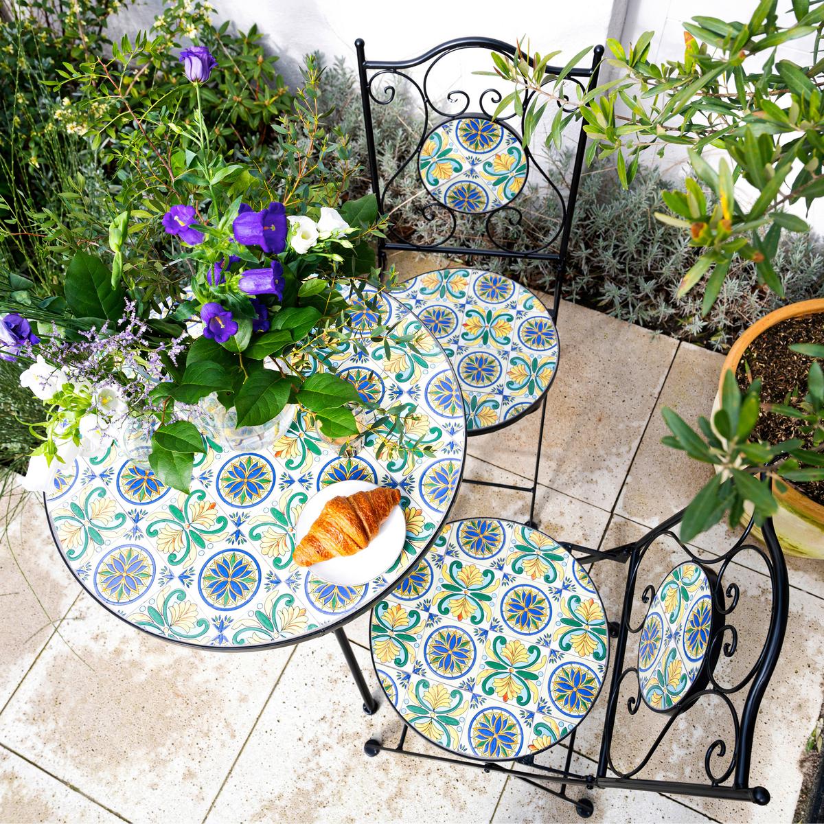 Gartenset Amelie Vintage - Blau/Gelb, Basics, Keramik/Metall (60/75cm) - Ambia Garden