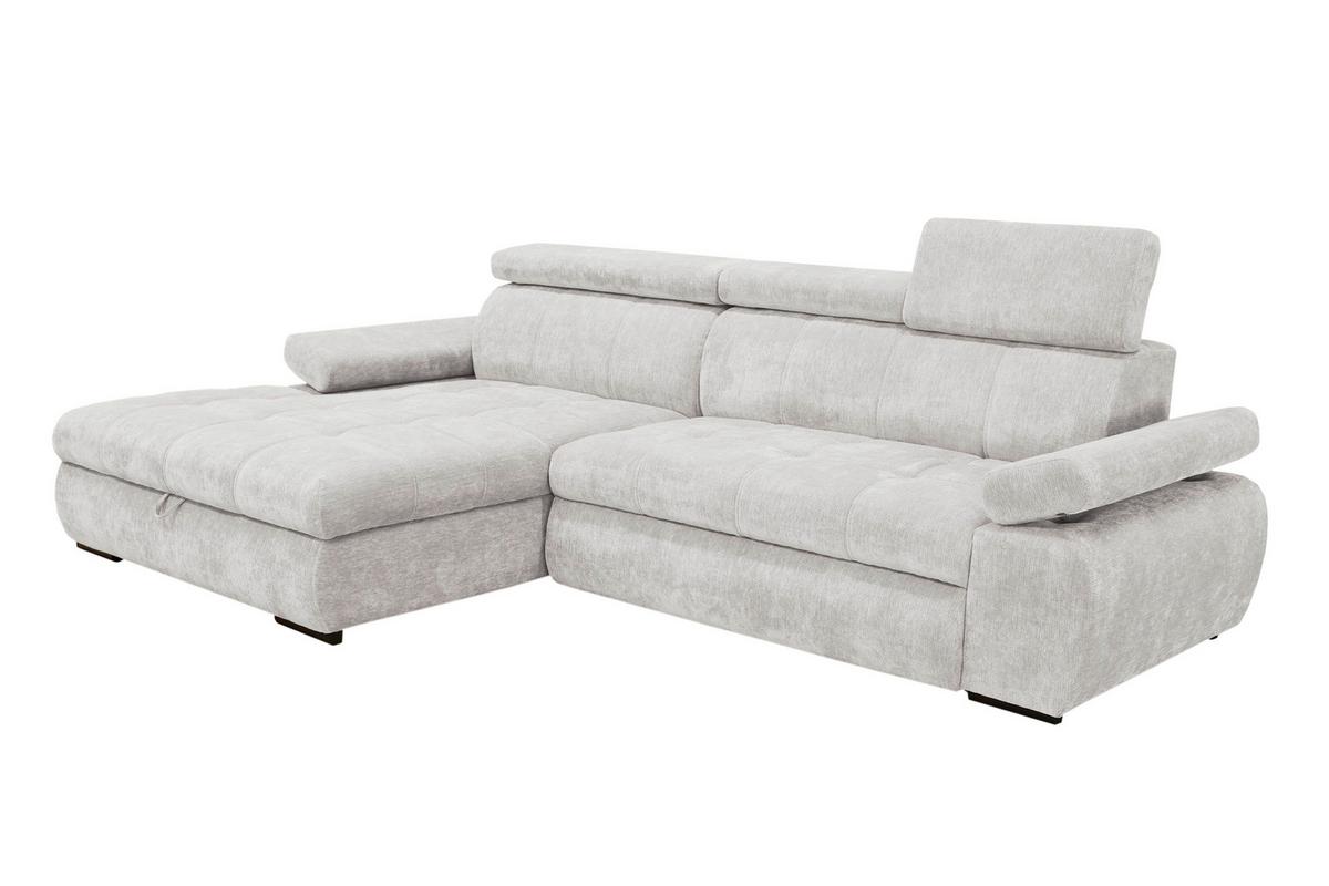 Rohová sedačka VEGAS, levá, světle šedá žinylka - černá/světle šedá, Design, dřevo/textil (173/294cm)