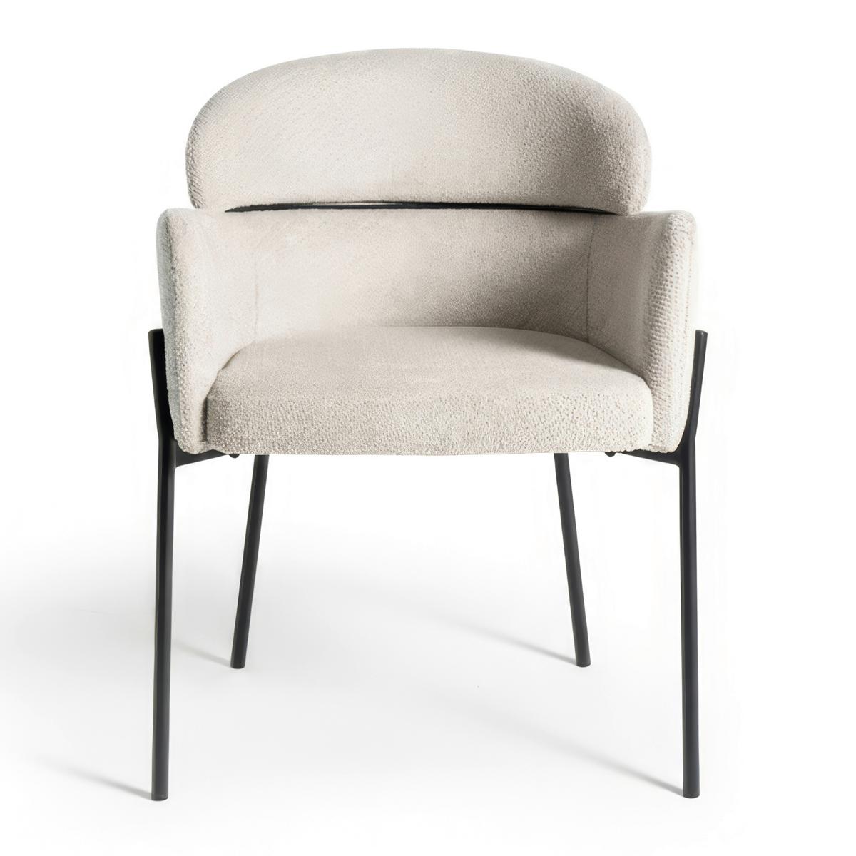 Židle s područkami Chloe, šedobéžová - černá/šedobéžová, Moderní, kov/textil (62/79/59,5cm) - Bessagi Home