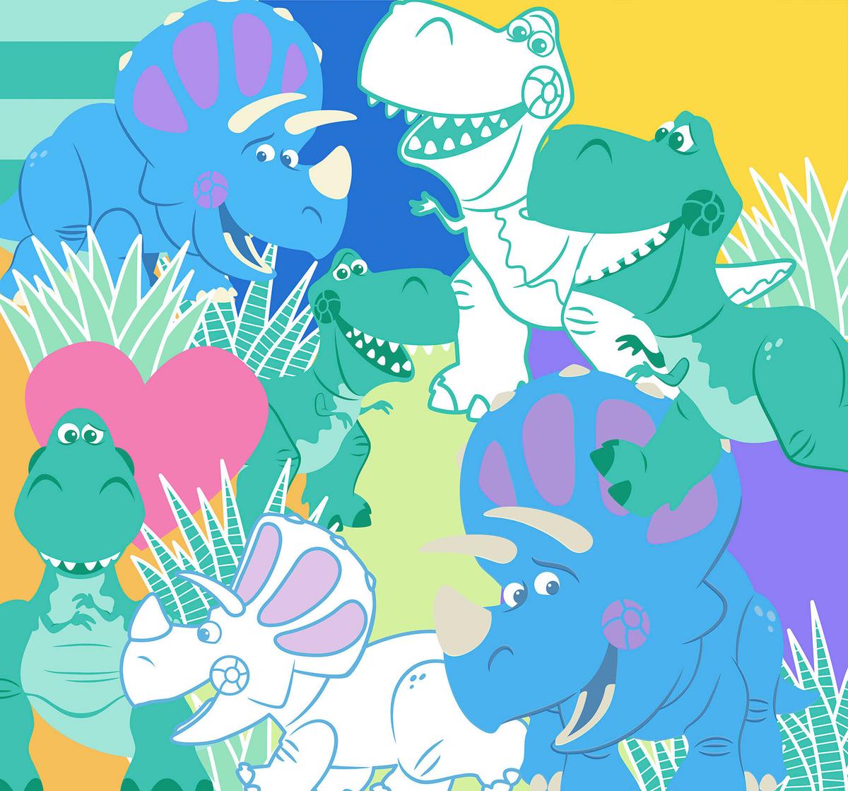 Fototapete Toy Story Rex And Trixie - Multicolor, Trend, Papier (300/280cm)