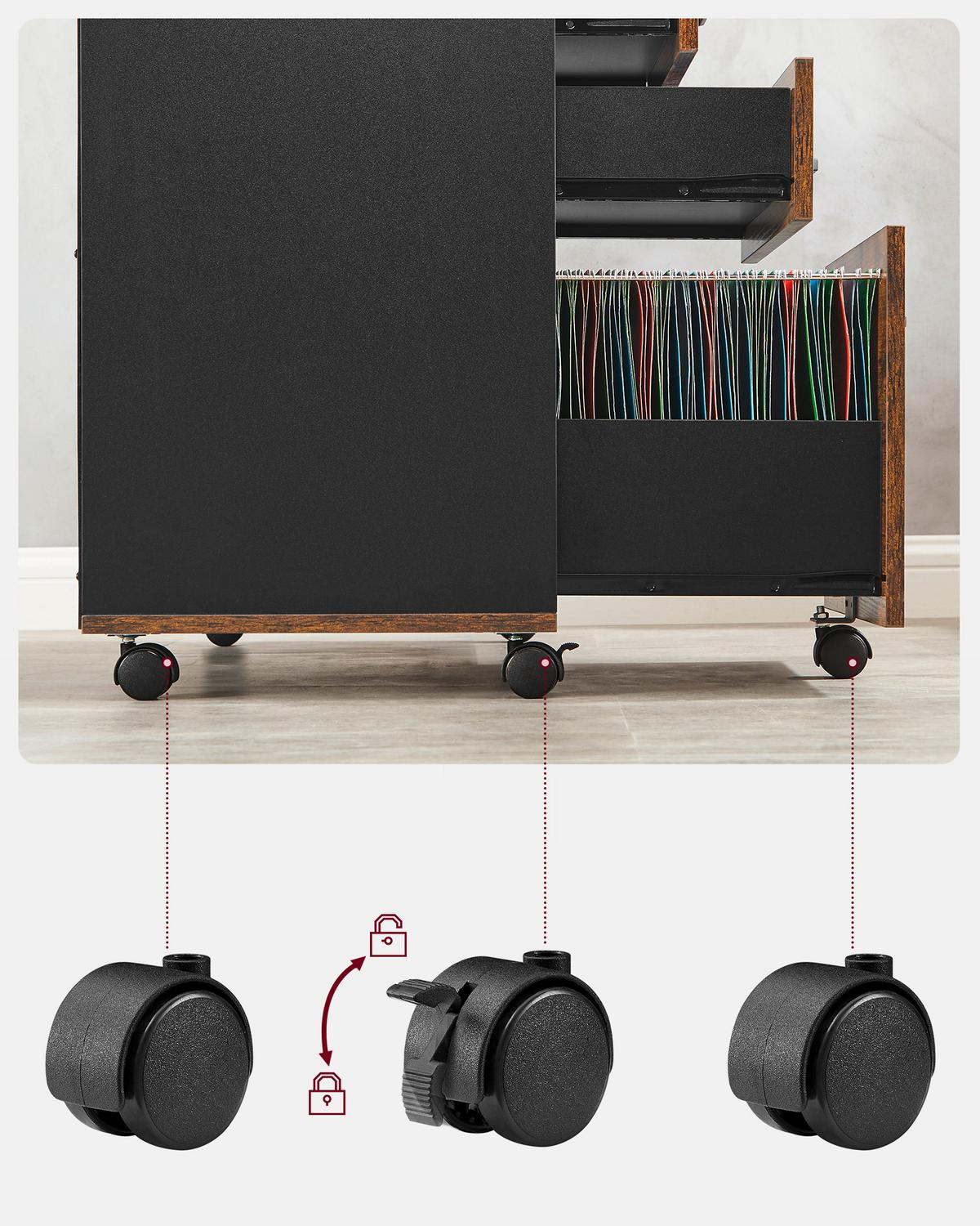 Rollcontainer Iron B: 80 cm Braun/Schwarz - Schwarz/Braun, Basics, Holz/Holzwerkstoff (80/66/40cm) - Boxxx
