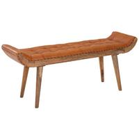 Šatní lavice hnědá - hnědá, Moderní, dřevo/kůže (125/50/38cm) - MID.YOU