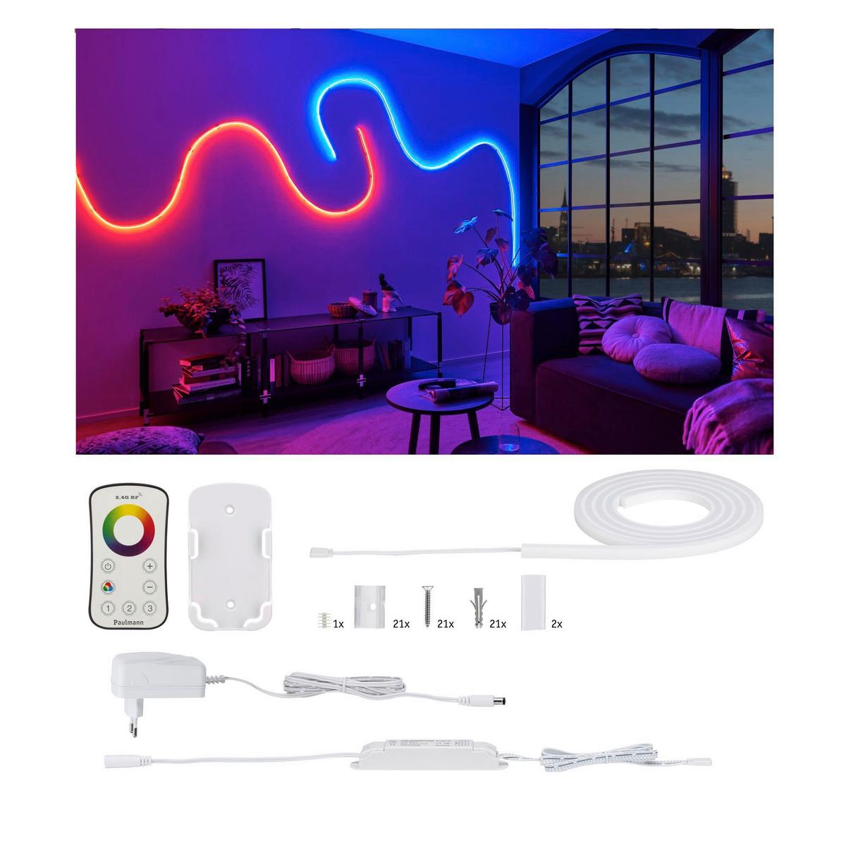 LED-Streifen Farbwechsler L: 1,5m Fernbedienung, dimmbar - Weiß, Basics, Kunststoff (150cm) - Paulmann