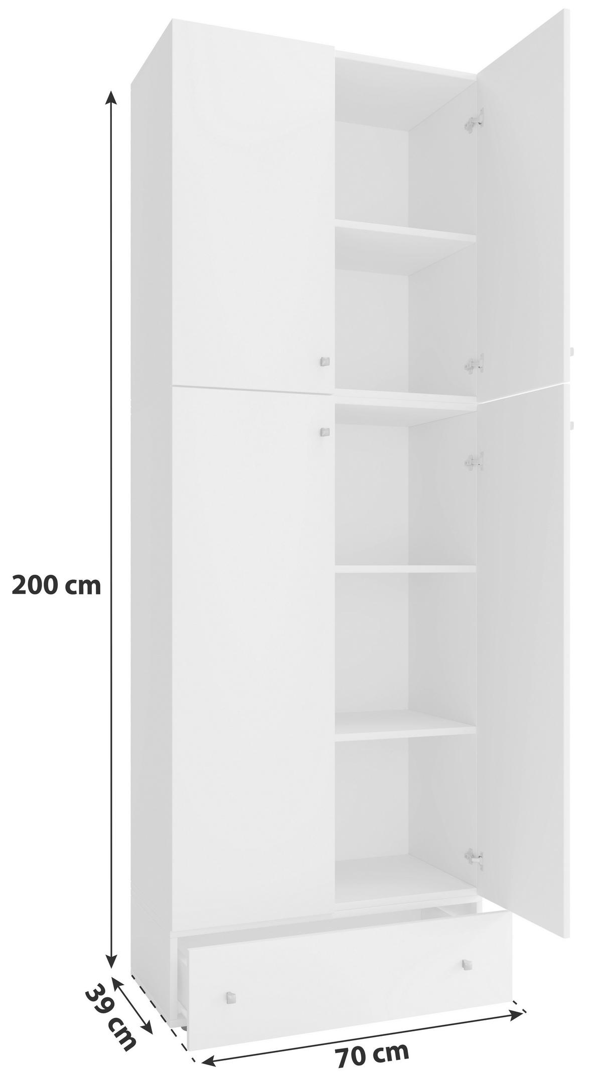 Drehtürenschrank B: 70 Cm Lona Xxl Weiß - Weiß, MODERN, Holzwerkstoff (70/200/39cm) - MID.YOU