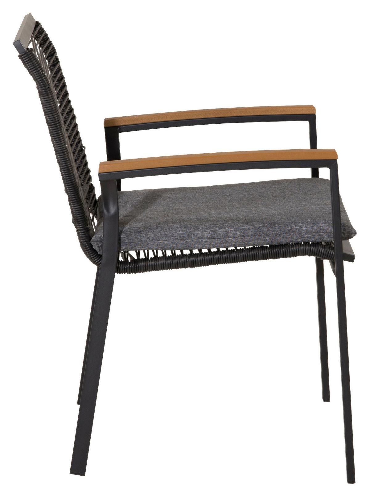 Gartensessel Stapelbar Dallas Stahl - Schwarz/Akaziefarben, KONVENTIONELL, Holz/Kunststoff (57/83,5/63,5cm) - Gardenson
