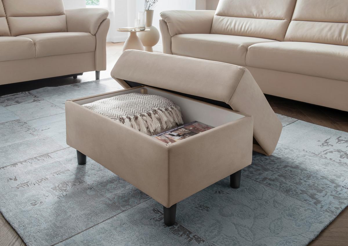 Hocker Cavoli, Beige B: 76 cm - Beige/Schwarz, MODERN, Textil (76/46/55cm) - Livetastic