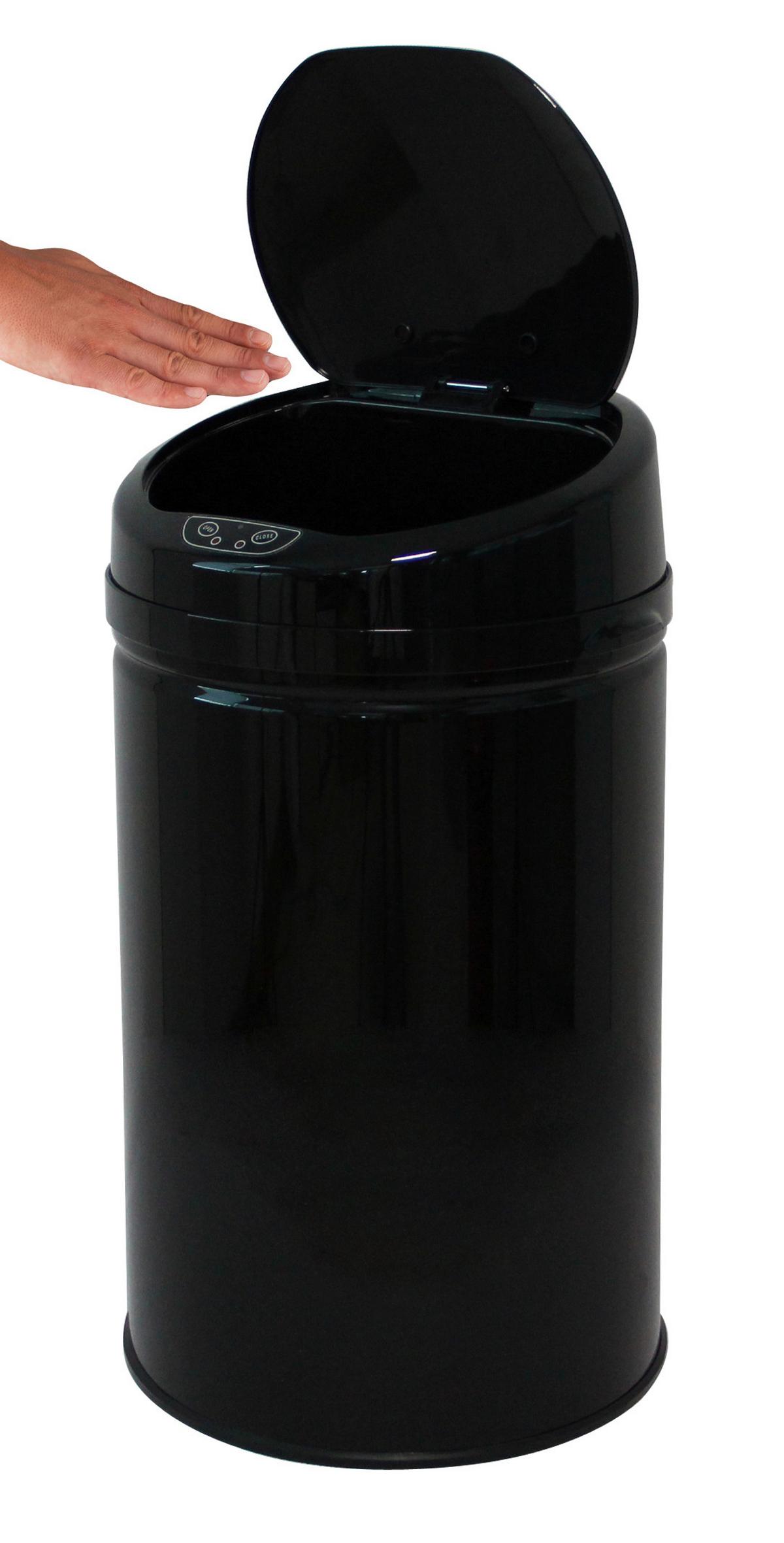 Mülleimer Inox Black Mit Deckel 30l Edelstahl Schwarz - Schwarz, Trend, Kunststoff/Metall (31/31/61,5cm) - Echtwerk