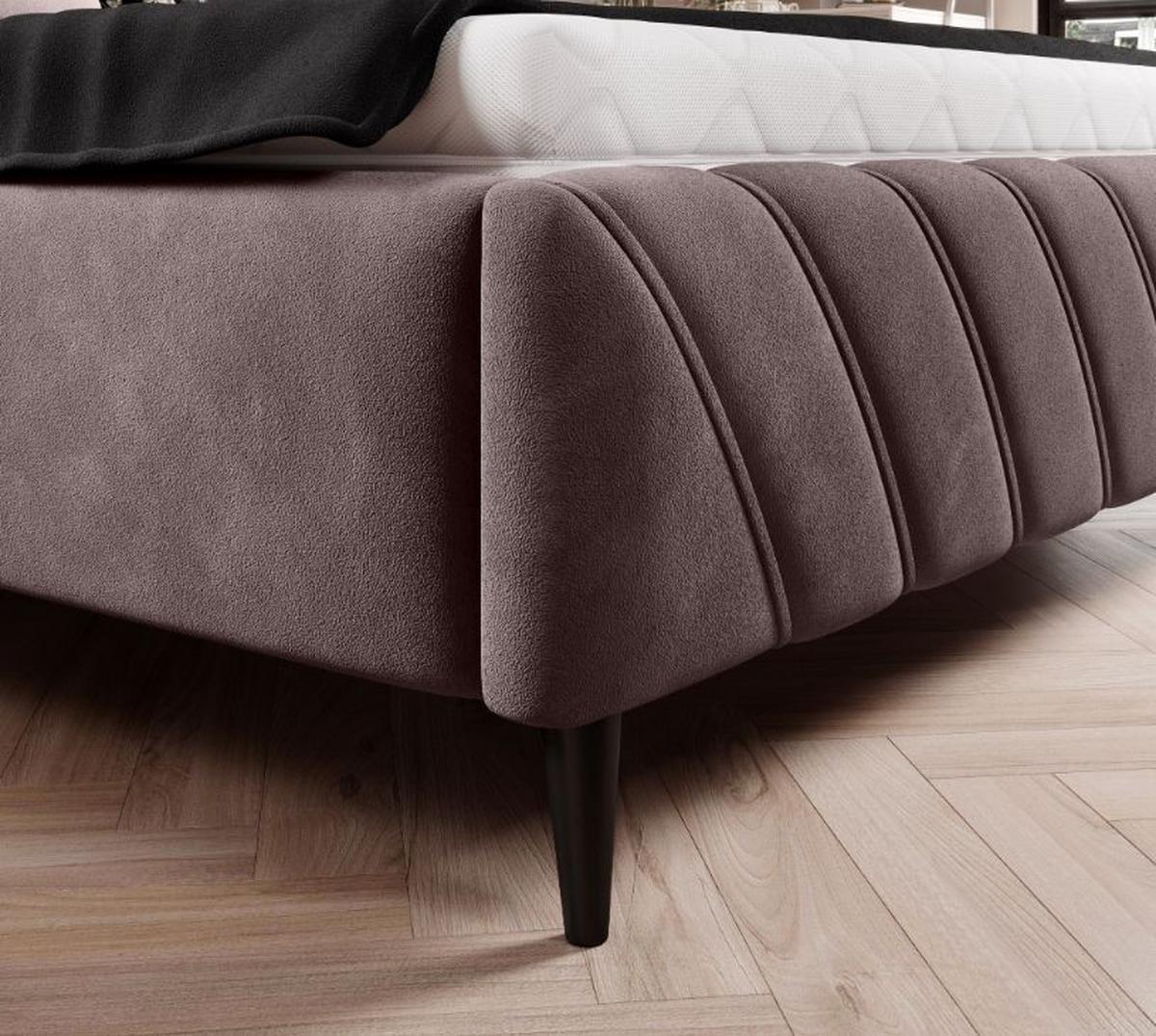 Čalúnená posteľ Melli s roštom 160x200cm - lila/čierna, Design, drevo/textil (160/200cm)