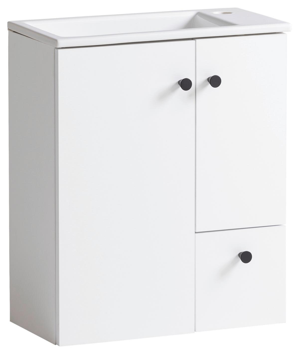 Waschtischkombi Lugo - Weiß Hochglanz/Weiß, MODERN, Keramik/Holzwerkstoff (50/60/25cm) - MID.YOU