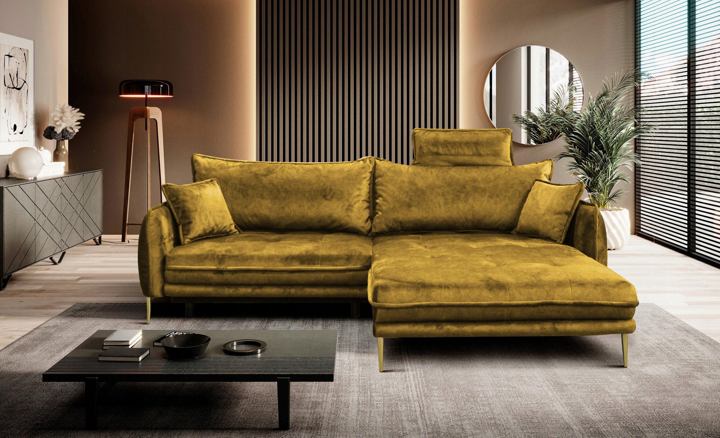 Ecksofa Whisper Senfgelb S: 264x196 cm - Goldfarben/Senfgelb, Design, Textil (264/196cm) - MID.YOU