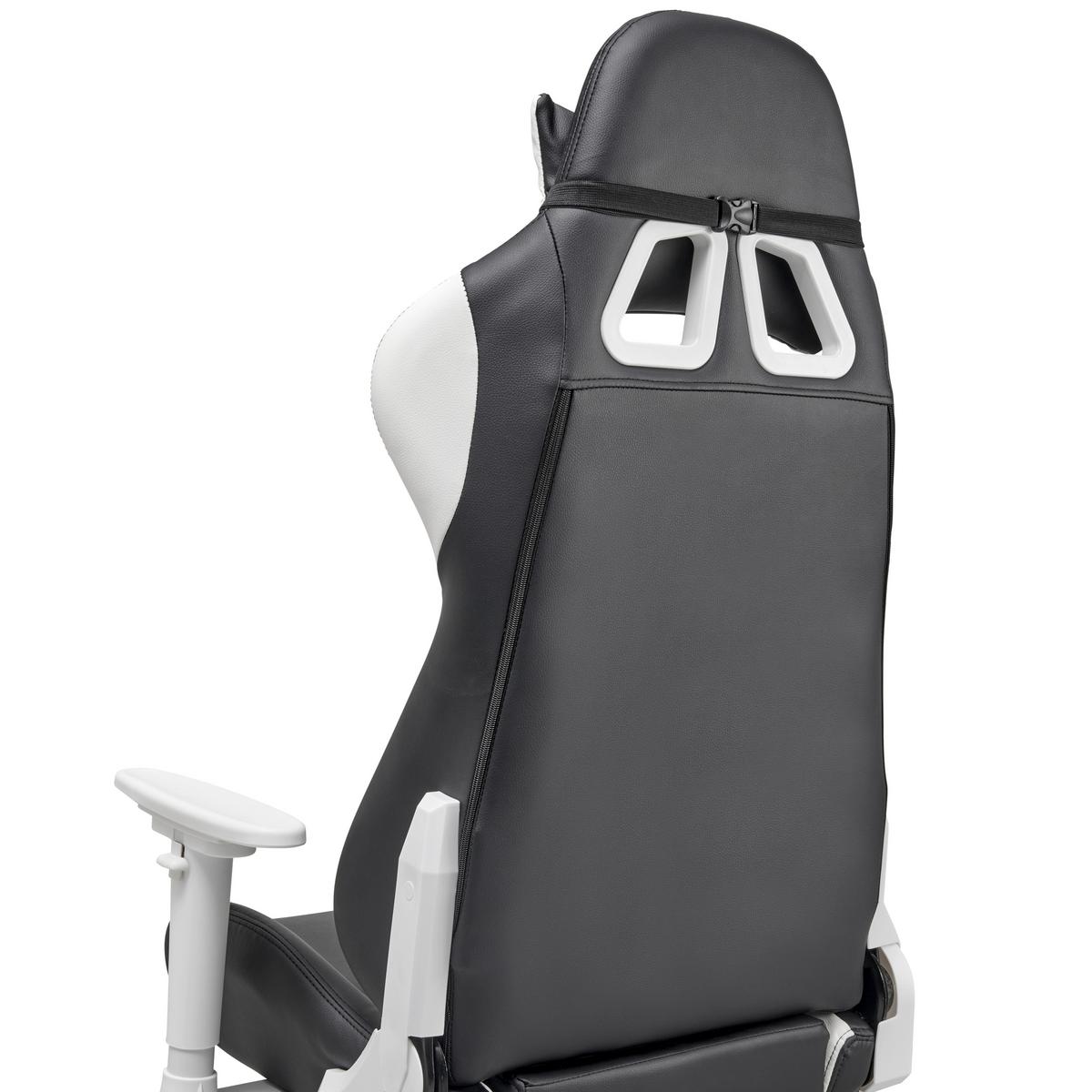 Gamingstuhl Racer - Schwarz/Weiß, MODERN, Kunststoff/Textil (66/126-134/59cm) - Livetastic