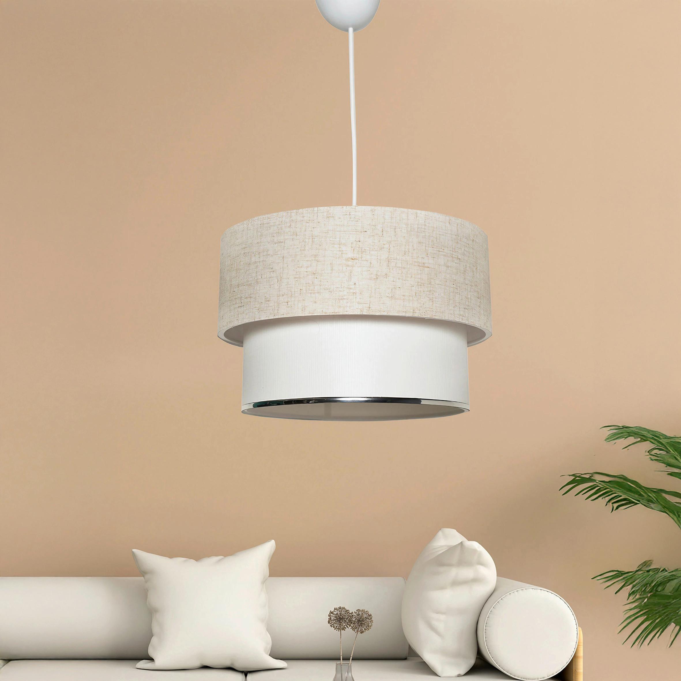 Hängeleuchte Corbeu - Cream - Creme/Weiß, Design, Textil/Metall (30/75cm) - P & B
