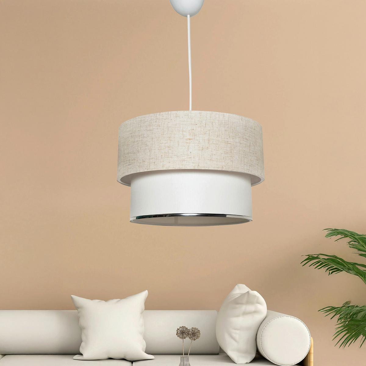 Hängeleuchte Corbeu - Cream - Creme/Weiß, Design, Textil/Metall (30/75cm) - P & B