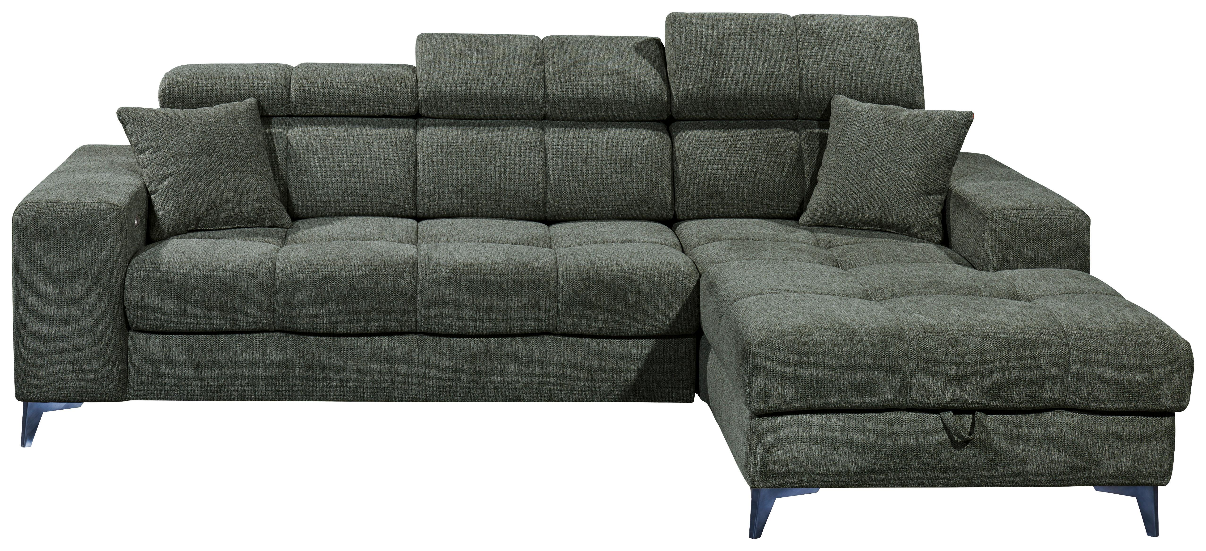 Ecksofa Sydney Dunkelgrün S: 268/172 Cm - Dunkelgrün/Schwarz, KONVENTIONELL, Textil (268/172cm) - MID.YOU