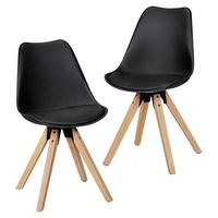 Schalenstuhl Lima Lederlook Schwarz 2er-Set - Eichefarben/Schwarz, Design, Holz/Kunststoff (48/89/48cm) - MID.YOU