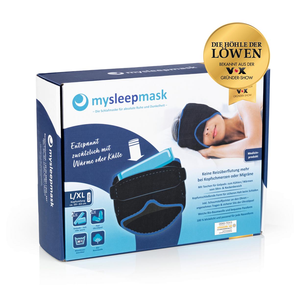 Schlafmaske Mysleepmask L/XL Schwarz/Blau - Blau/Schwarz, Basics, Textil (28/19/1cm)