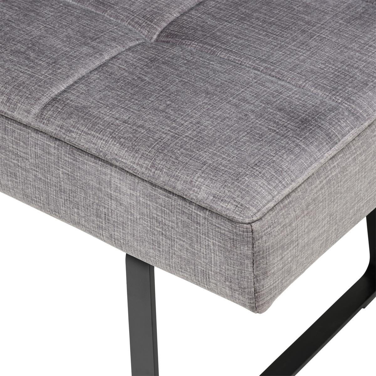 Sitzbank Tilos mit Lehne Samt dunkelgrau, B: 140 cm - Dunkelgrau/Schwarz, KONVENTIONELL, Textil/Metall (140/88/62cm) - MID.YOU