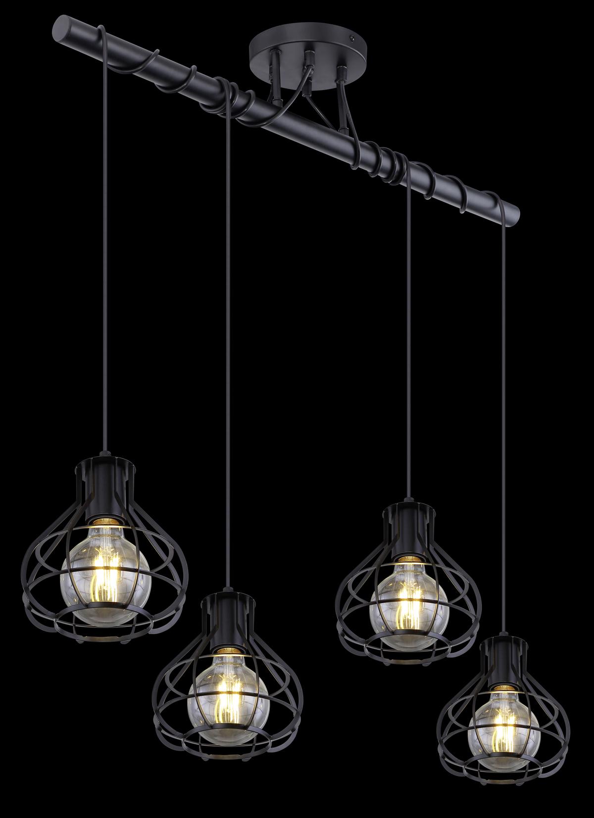 Deckenleuchte Clarista L: 80 Cm 4-Flammig - Schwarz, Trend, Metall (80/18/100cm) - Globo