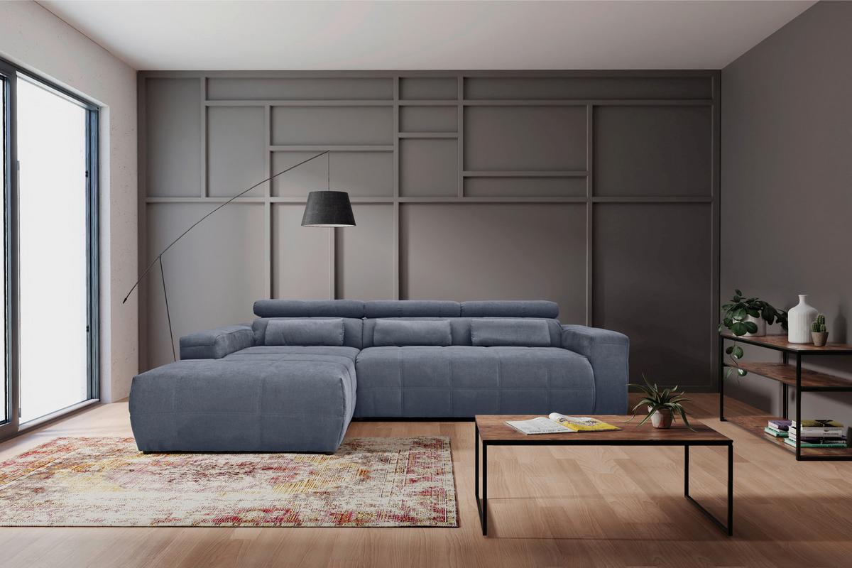 Ecksofa Mit Sitztiefen- Verstellung Brandon Dunkelgrau - Dunkelgrau/Schwarz, Design, Textil (175/285cm) - MID.YOU