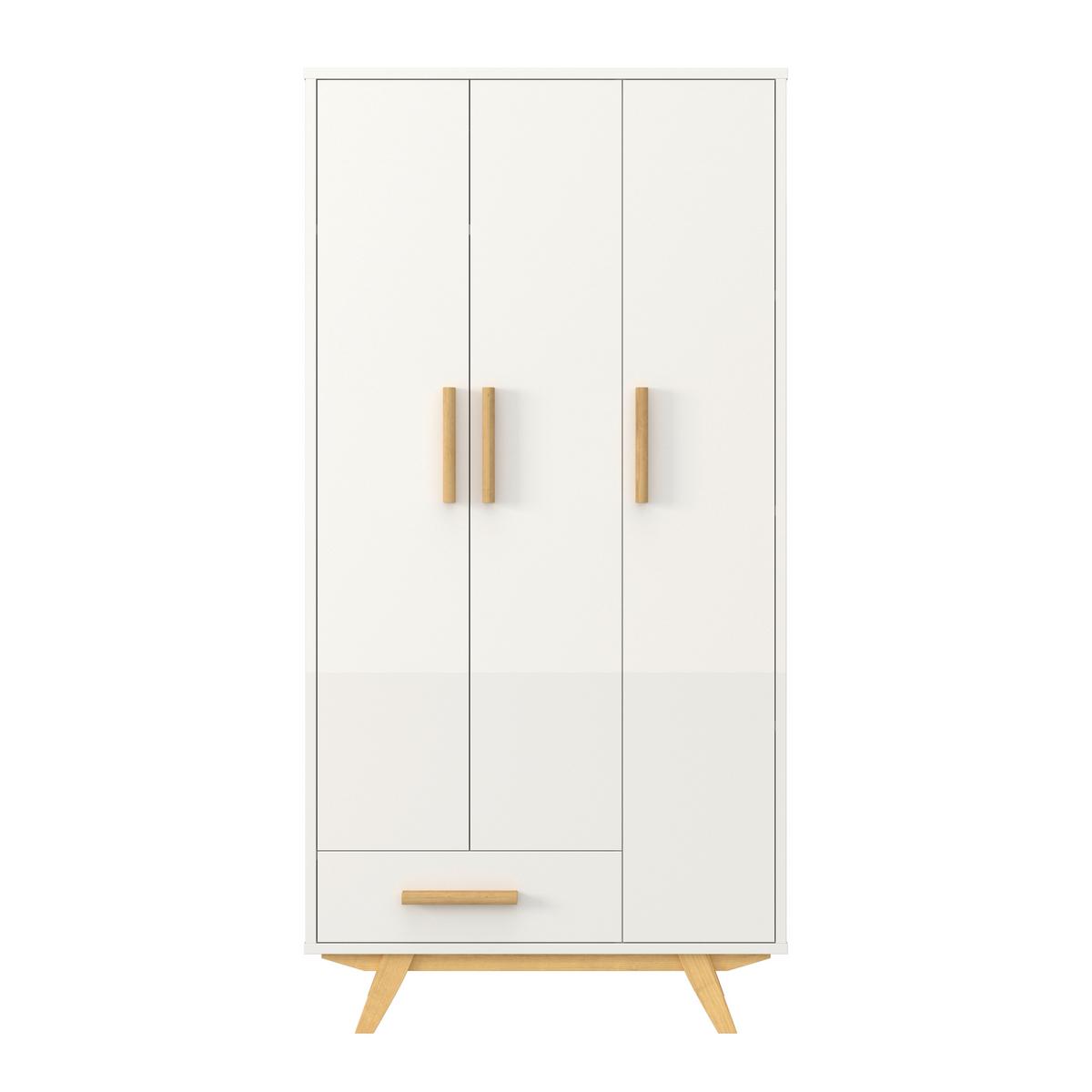 Skriňa MILAN biela/prírodná - biela/écru, Modern, drevo/kompozitné drevo (90/180/40cm) - Bessagi Home