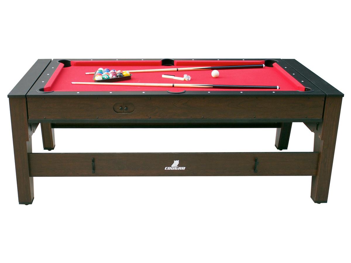 Multi-Spieltisch Reverso Pool+ Airhockey, Braun/Rot/Weiß - Rot/Braun, KONVENTIONELL, Holz/Kunststoff (107/81/217cm) - Ambia Garden