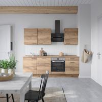 Kuchyňská linka 240 cm, dekor dub Havanna - černá/tmavý dub, Moderní, kov/kompozitní dřevo (240cm) - Nobilia