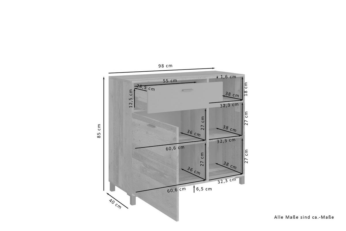 Sideboard B: 98 Cm Jackson Anthrazit/braun - Anthrazit/Schwarz, Design, Holzwerkstoff (98/85/40cm) - MID.YOU
