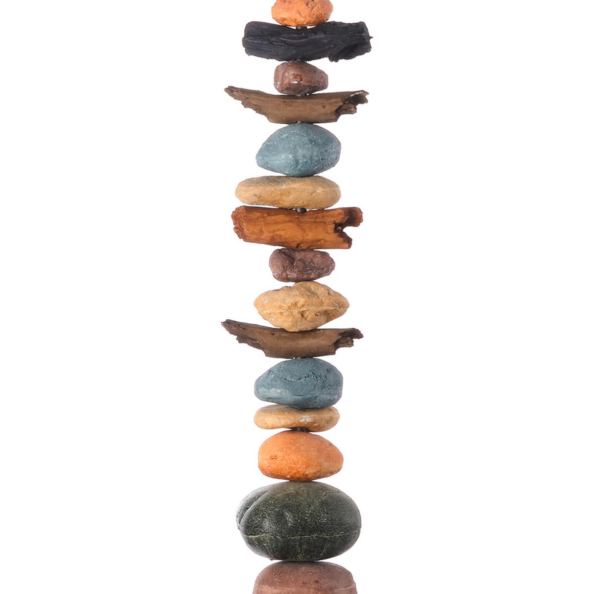 Stehleuchte 4897/Pt - Blaugrau/Schwarz, Natur, Textil/Stein (45/164cm)