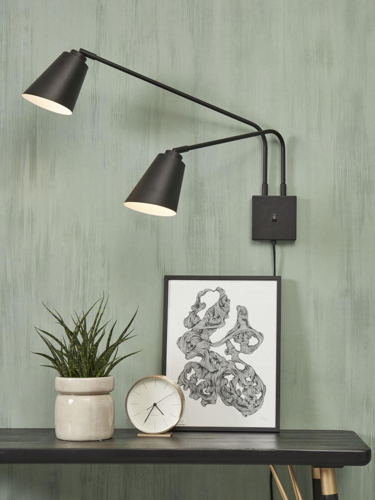 Wandleuchte Bremen 2-Flammig mit Schalter - Schwarz, Basics, Metall (12/12/2,5cm) - It's about Romi