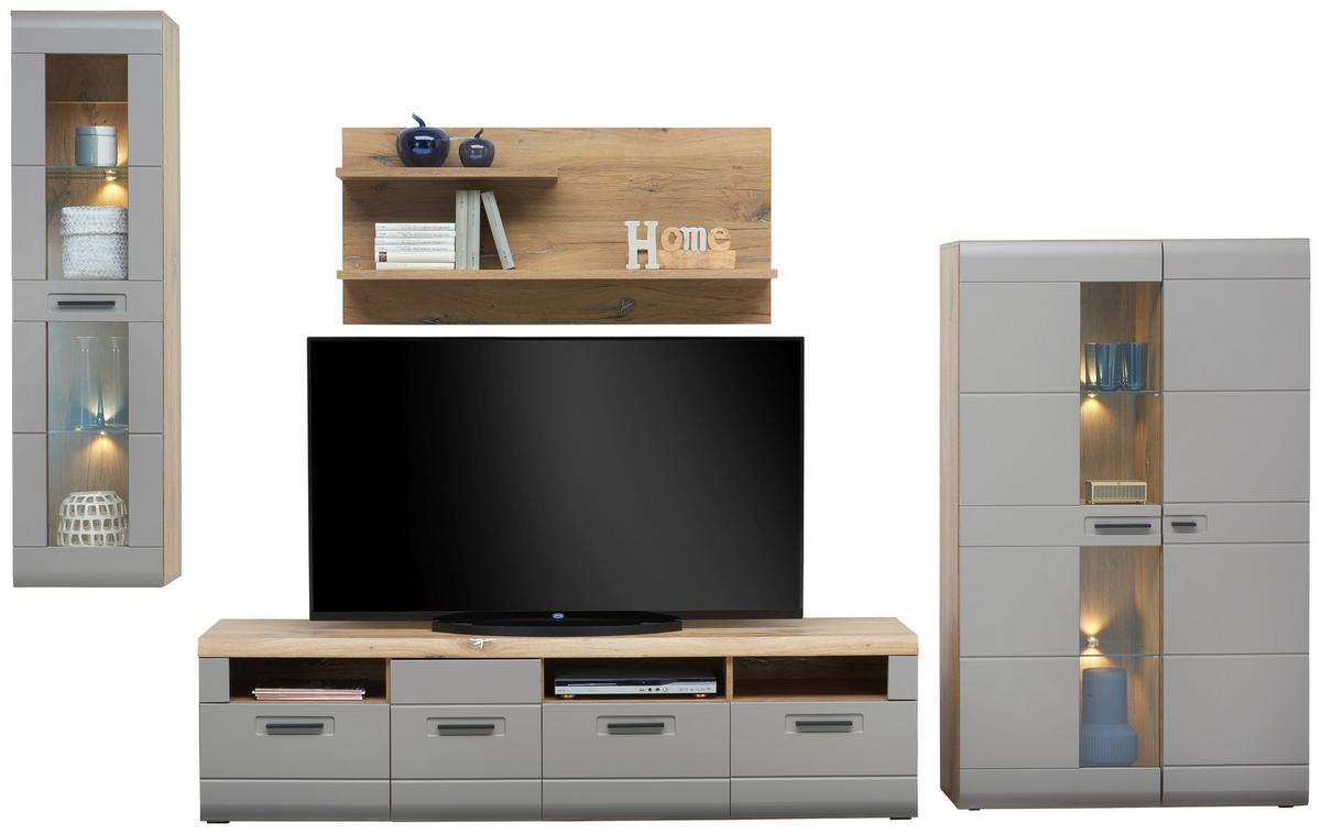 Tv-element Auris B: 190 Cm Basalt/eiche Dekor - Grau, MODERN, Holzwerkstoff (190/49,5/49,6cm) - Luca Bessoni