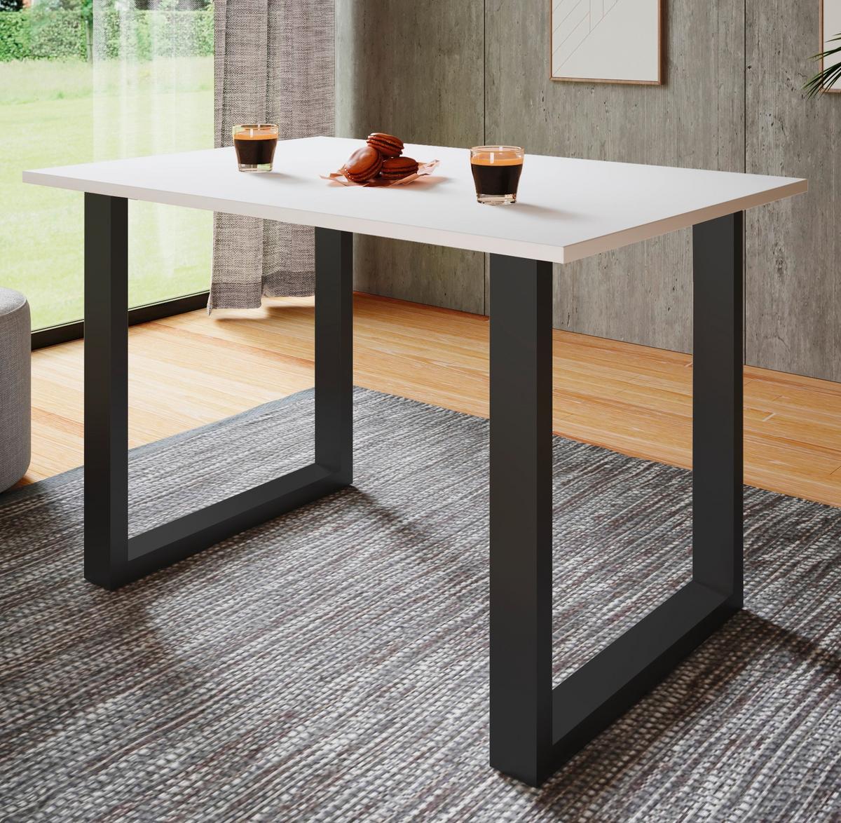 Schreibtisch Lona Schwarz, Weiß B: 160 Cm - Silberfarben/Schwarz, Design, Holzwerkstoff/Metall (160/80/76cm) - MID.YOU