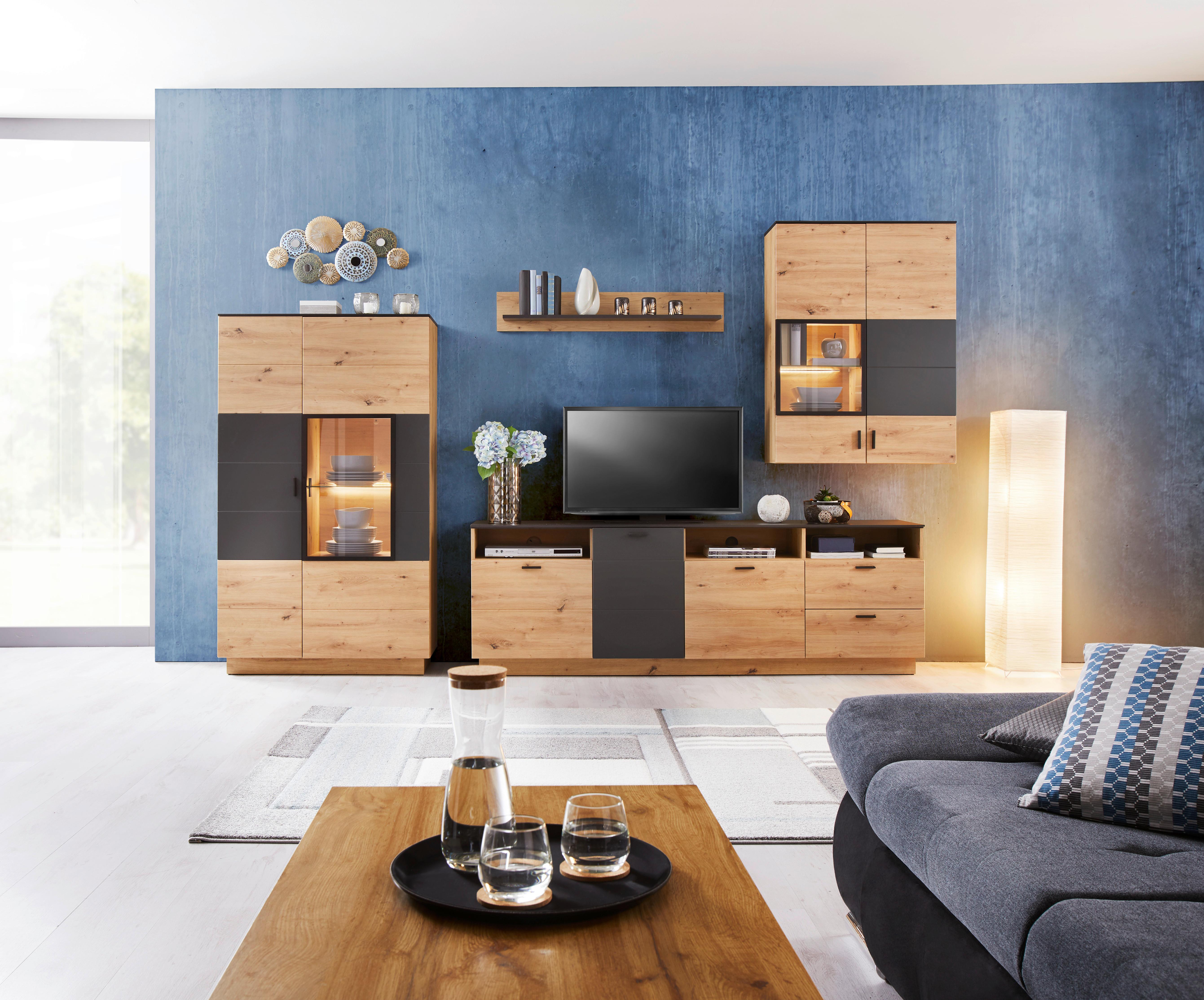 Tv-elem Tonale - Artisan tölgy/szürke, Modern, faalapú anyag (200/68,6/40cm)