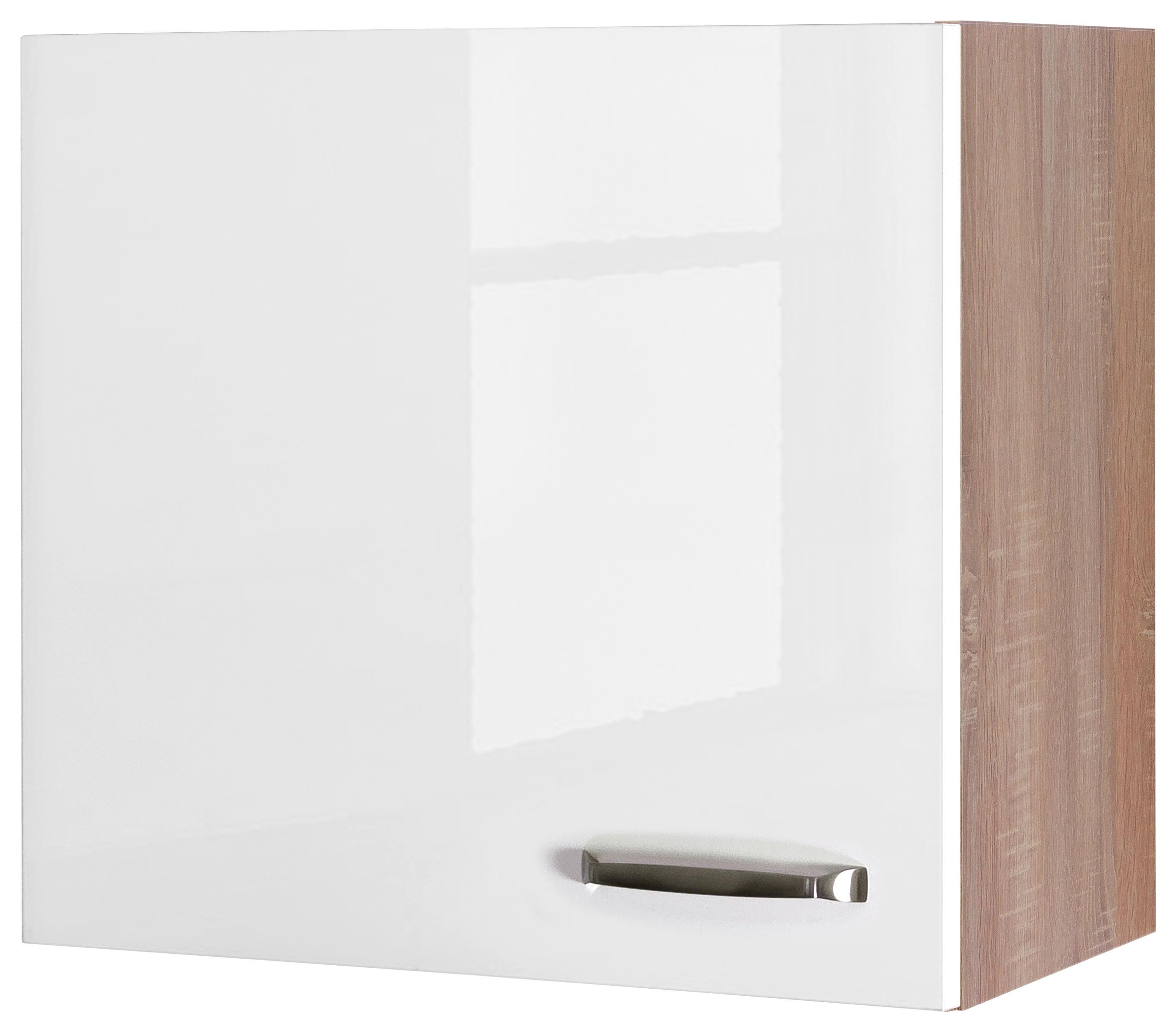 Kuchynská skrinka VENEZIA - VALERO biela 60cm - biela s vysokým leskom/farba ušľachtilej ocele, Modern, kov/kompozitné drevo (60/54,8/32cm) - FlexWell