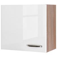 Kuchynská skrinka VENEZIA - VALERO biela 60cm - biela s vysokým leskom/farba ušľachtilej ocele, Modern, kov/kompozitné drevo (60/54,8/32cm) - FlexWell