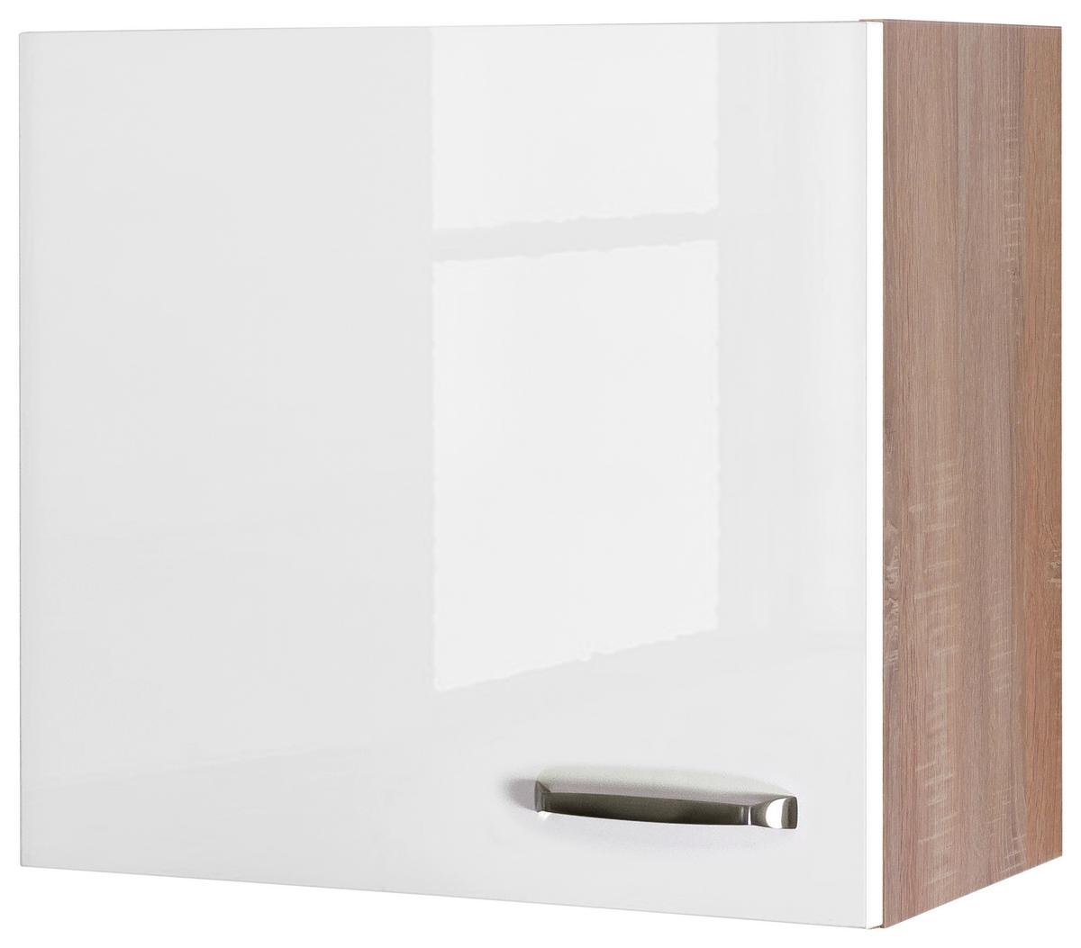 Kuchynská skrinka VENEZIA - VALERO biela 60cm - biela s vysokým leskom/farba ušľachtilej ocele, Modern, kov/kompozitné drevo (60/54,8/32cm) - FlexWell