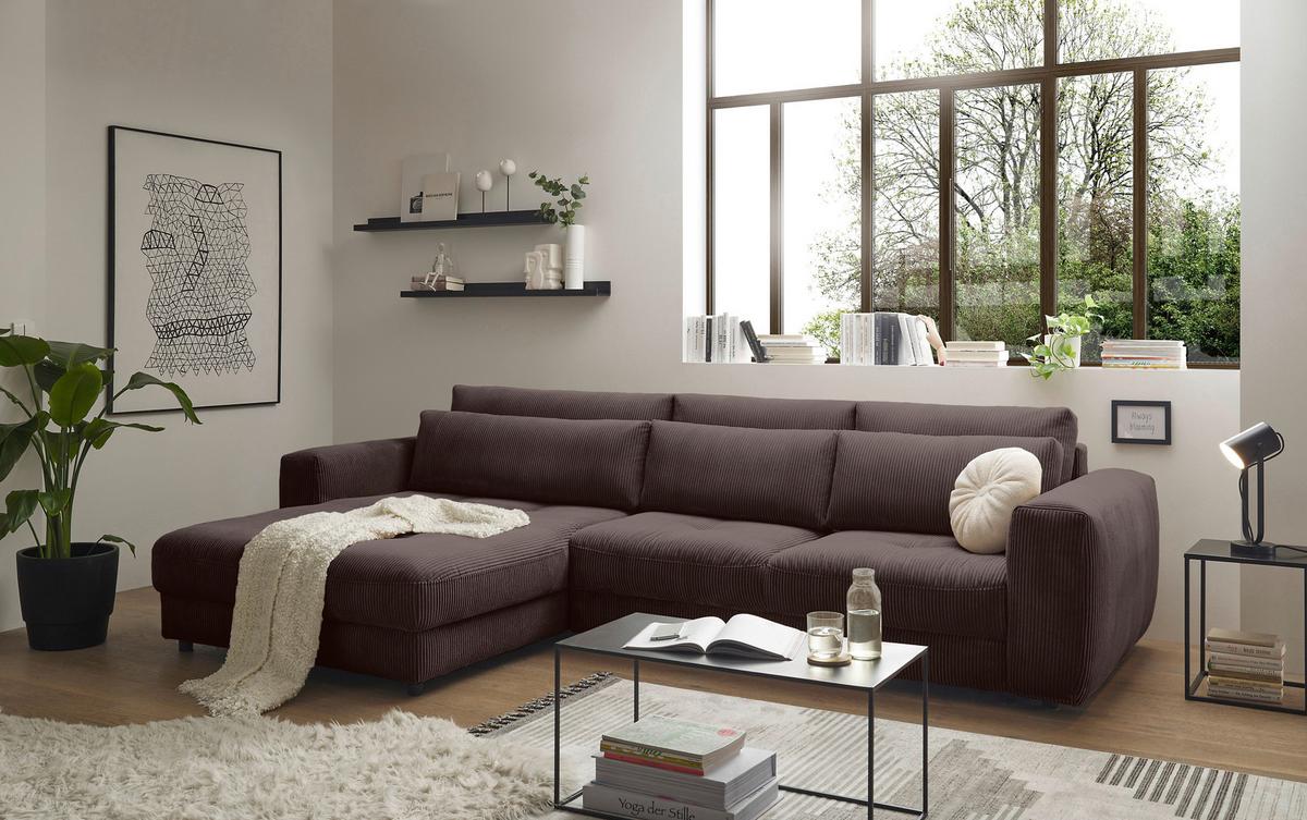 Ecksofa Barura 2s. Urc Mokka S: 194/333 cm - Schwarz/Mokka, KONVENTIONELL, Holzwerkstoff/Textil (194/333cm) - MID.YOU