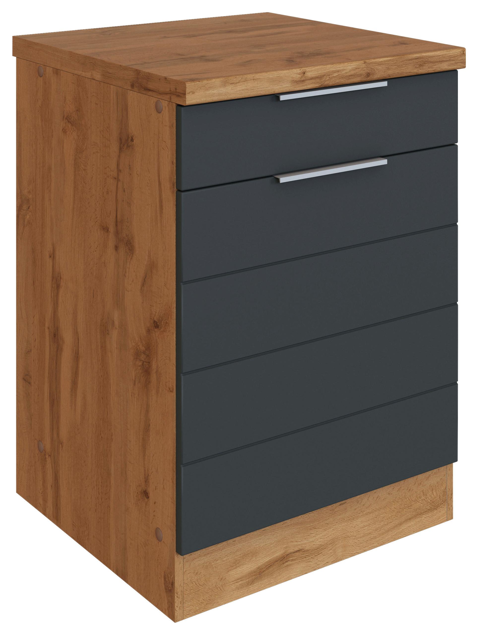 Küchenunterschrank Florenz 60 cm Grau/Eiche Dekor - Eiche Wotan/Grau, Design, Holzwerkstoff (60/86/60cm) - Held