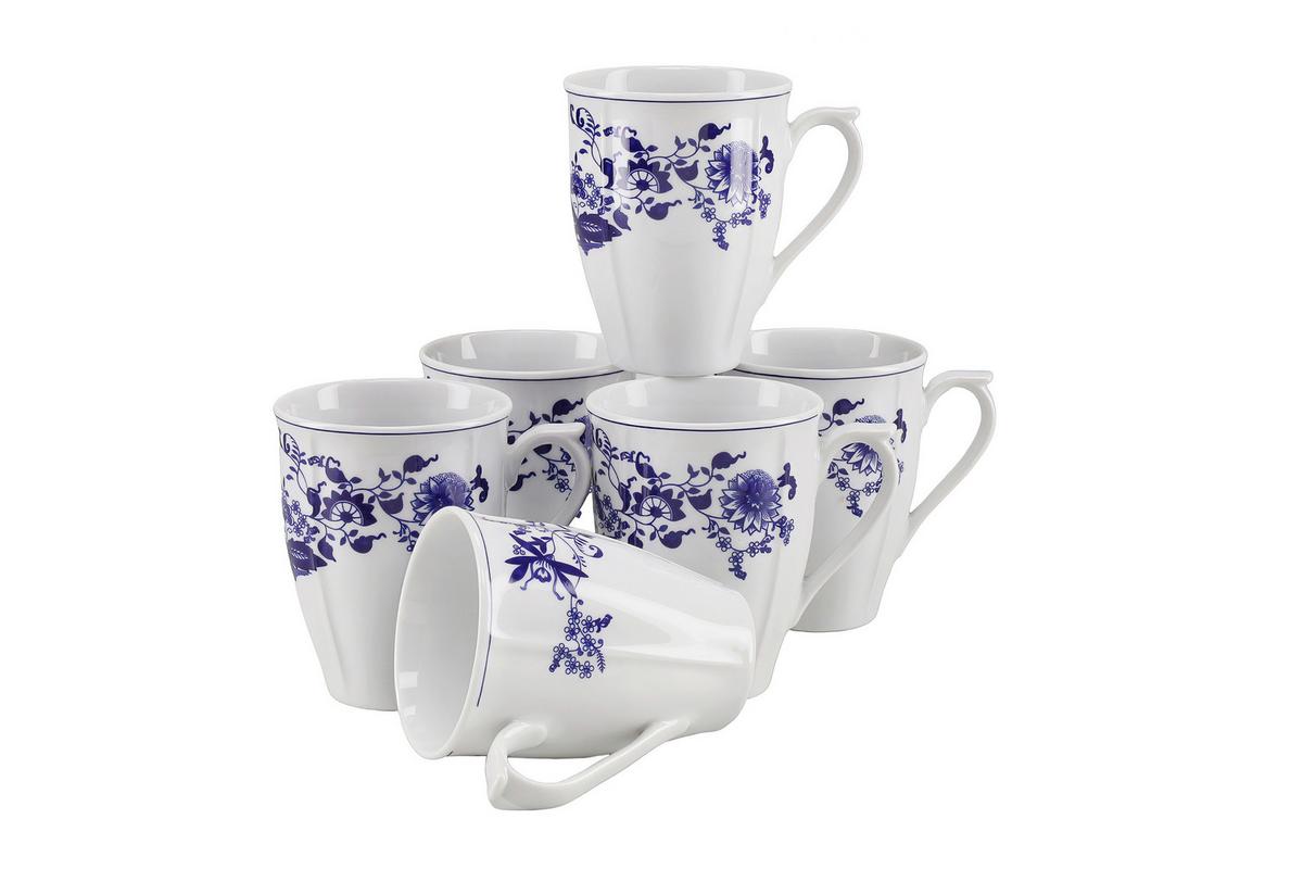 Tassenset Blau/Weiß Flora 300 ml - Blau/Weiß, Basics, Keramik (300ml) - Creatable