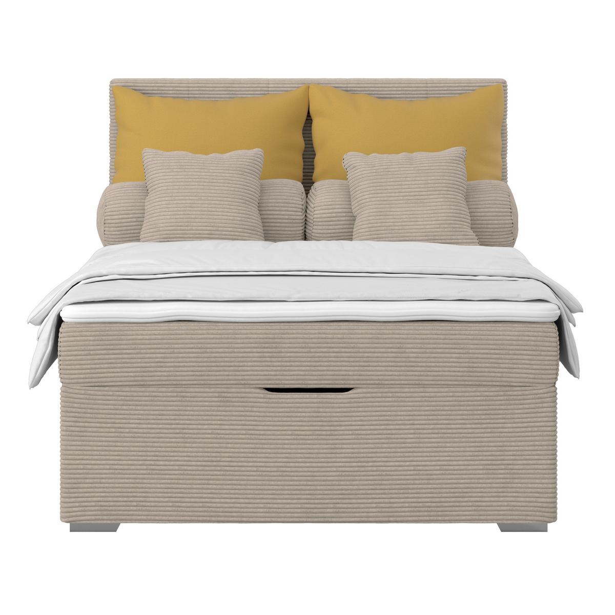Čalúnená posteľ ADRIA 140x200 cm, bahenná hnedá - bahenná hnedá/chrómová, Konventionell, drevo/textil (140/200cm)