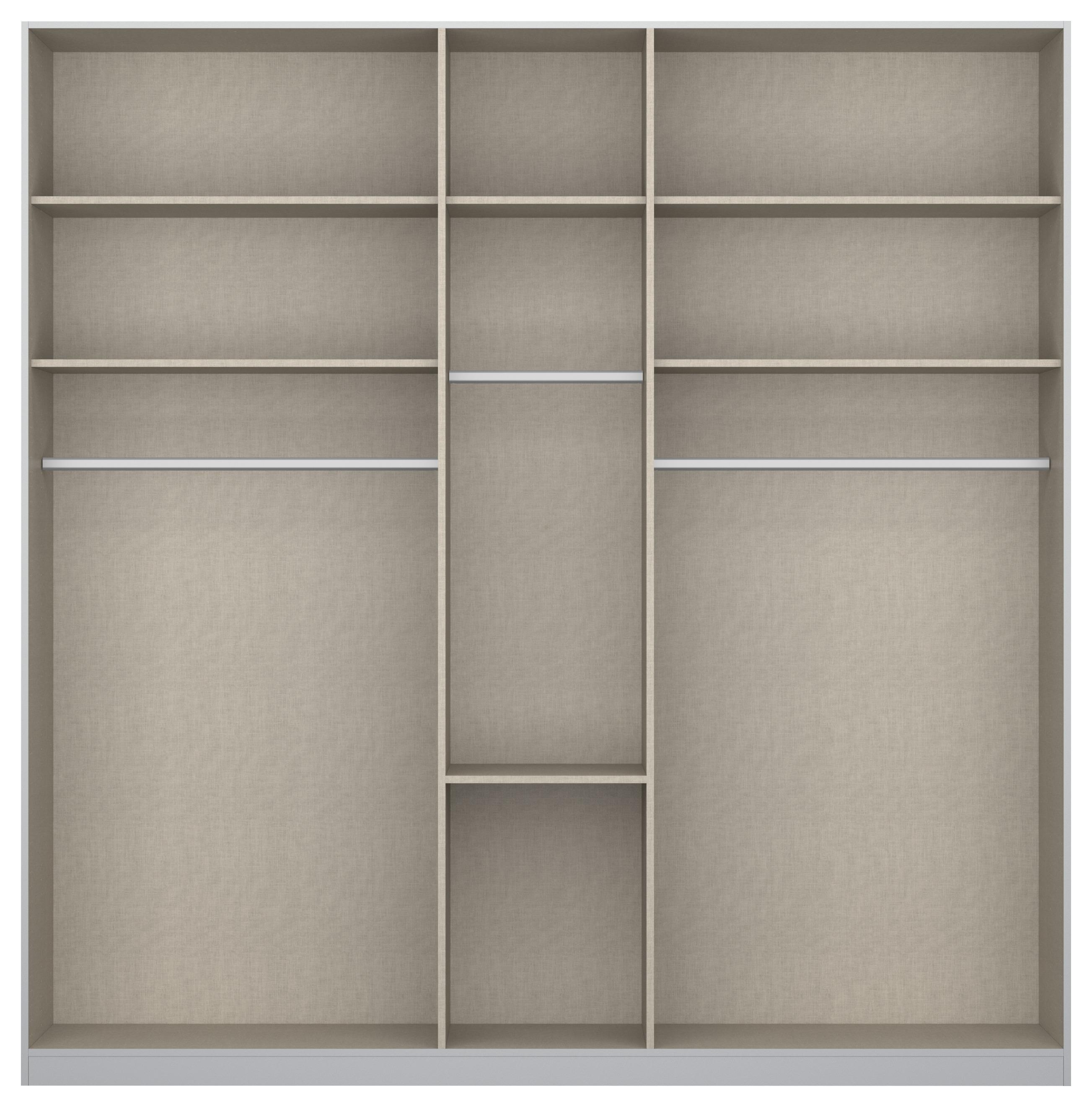Drehtürenschrank Mit Spiegel 226 cm Alabama Extra Hellgrau - Silberfarben/Hellgrau, MODERN, Holzwerkstoff (226/229/54cm)