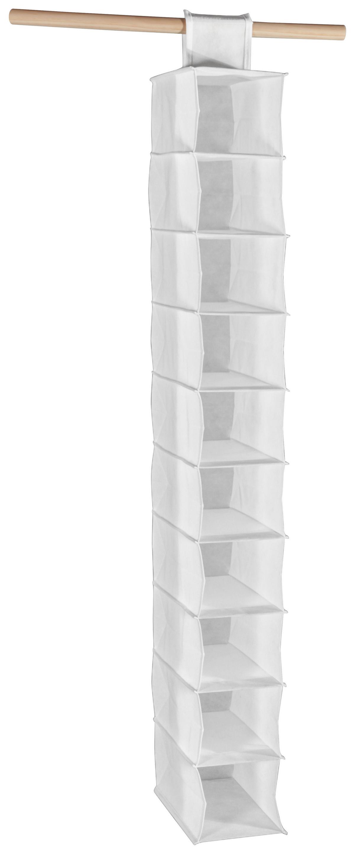 Hängeaufbewahrung Cliff 1 B: 15,5cm Stoff Weiß 10 Fächer - Weiß, MODERN, Textil (15,5cm)