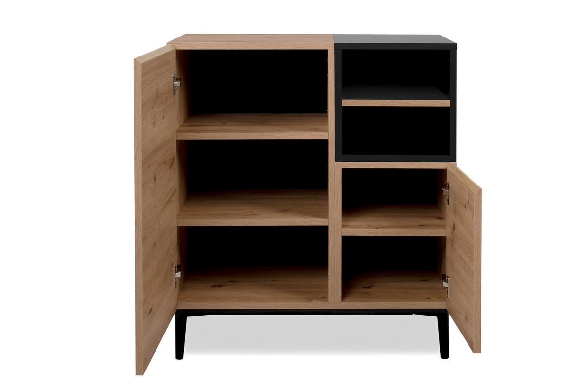 Kommode B 80 Cm Nola, Eiche Dekor/schwarz - Eichefarben/Schwarz, KONVENTIONELL, Holzwerkstoff (80/90/42cm) - MID.YOU
