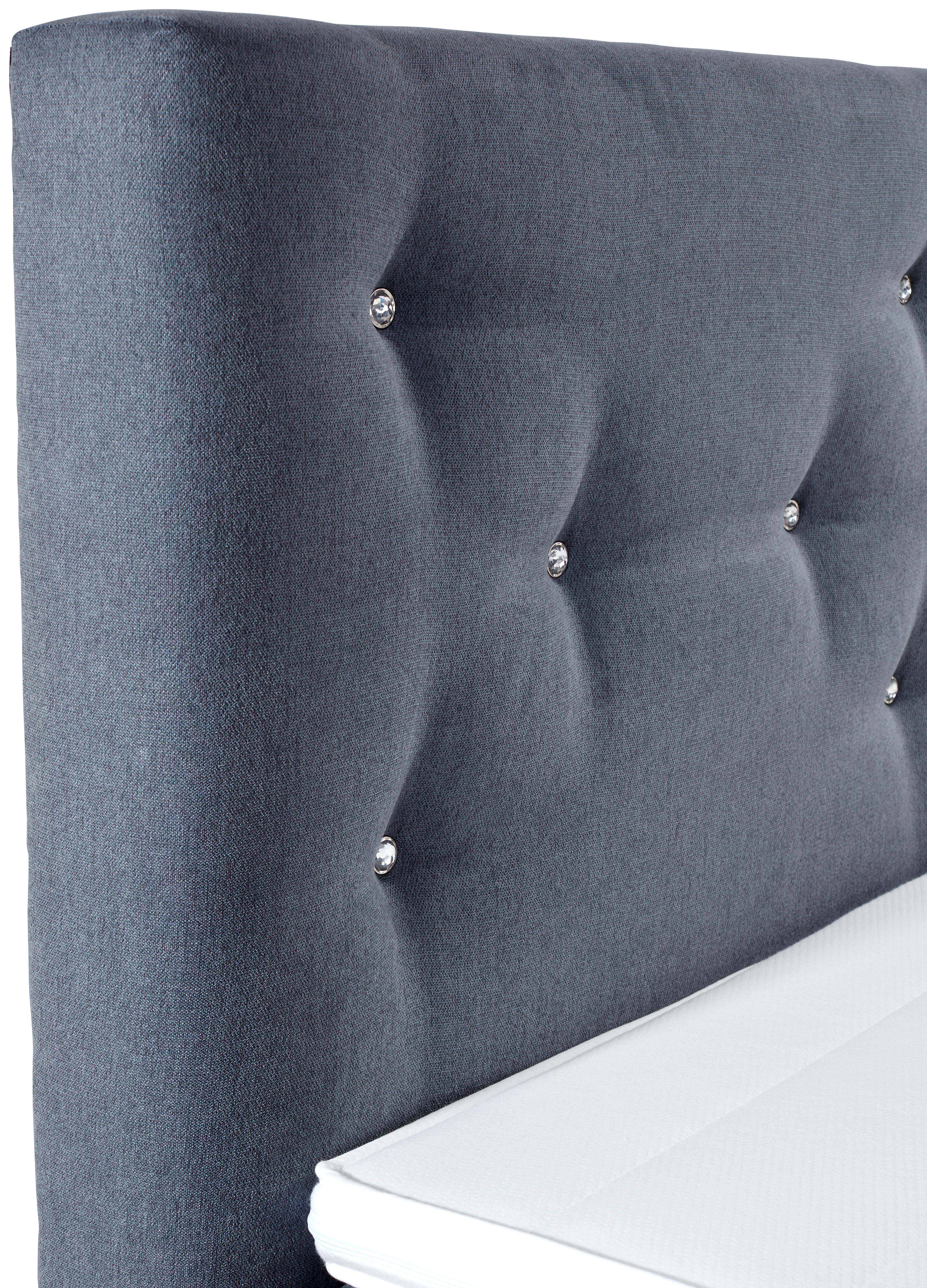 Boxspringbett mit Topper, Strasssteinen 180x200 Luminosa - Anthrazit/Schwarz, MODERN, Textil (180/200cm)