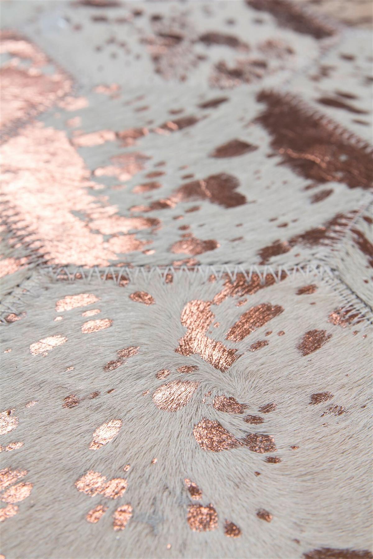 Flachwebteppich, 80x150 Cm Spark 210 Elfenbein / Chrom - Roségold/Creme, Design, Leder (80/150cm) - Novel