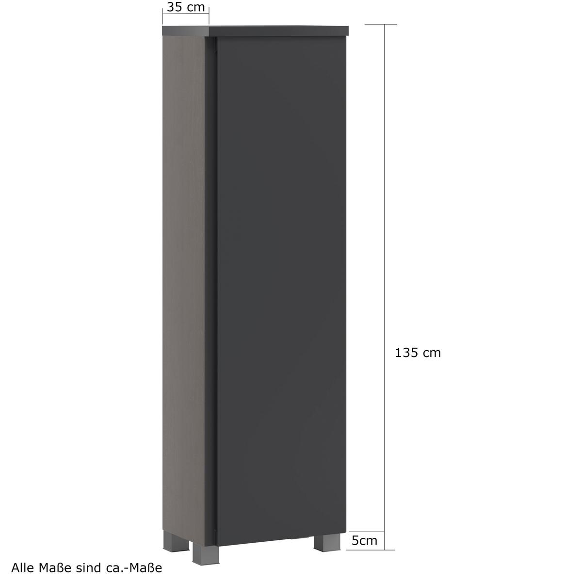 Midischrank Arosa B: 40 Cm Graphitfarben - Silberfarben/Graphitfarben, MODERN, Holzwerkstoff (40/130/35cm) - Held