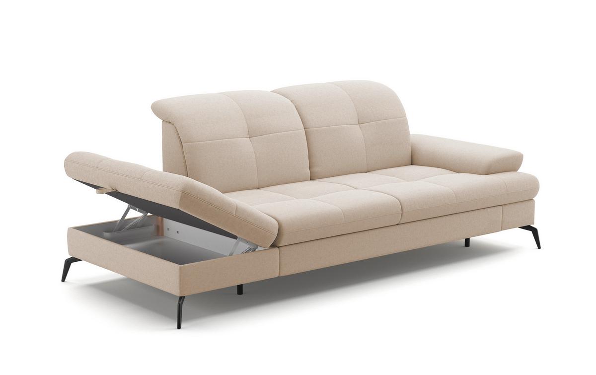 Récamiere Amica E, Creme B: 231 Cm - Creme/Schwarz, KONVENTIONELL, Textil (231/90/122cm) - Sit & More